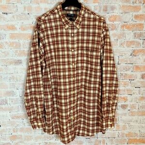 St. John's Bay Brown and Cream Plaid Button-Down Shirt